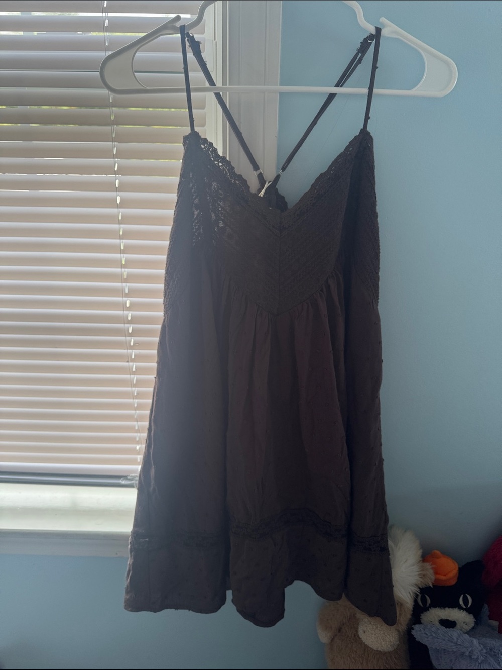 Altar'd State Brown Lace-Trim Camisole Dress